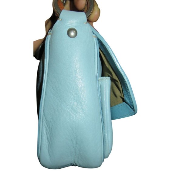 Coach 2008 Chelsea Pebbled Leather Buckle Flap Hobo Handbag in Tiffany Blue - Picture 4 of 13